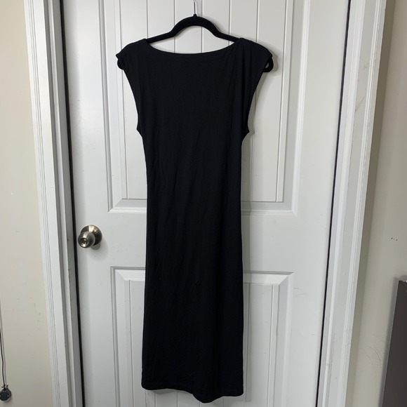 Kal Rieman Black Midi Dress Tie Back Sleeveless Dress Size Small minimalist - Picture 4 of 7